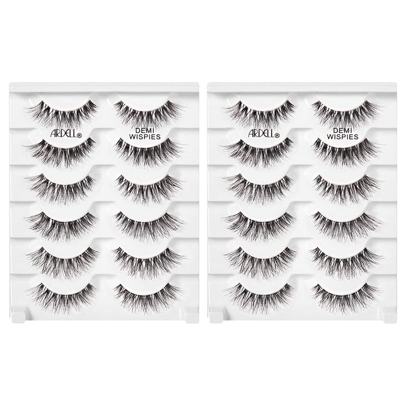 Ardell Wispy False Eyelashes for Everyday Wear, Flared Demi Wispies Strip Design with Seamless Invisiband, Medium Volume, 12 Pairs