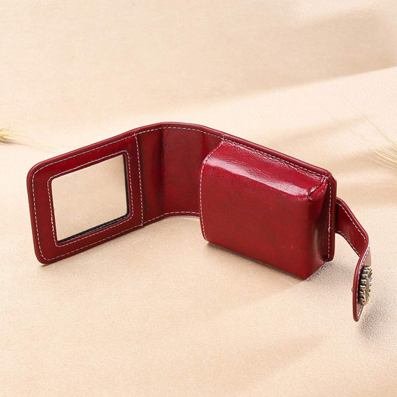 VALICLUD Lipstick Storage Bag with Built-in Mirror Portable Leather Lipstick Organizer Pouch Compact 3.93X2.75X1.18In Travel Cosmetic Case for Purse