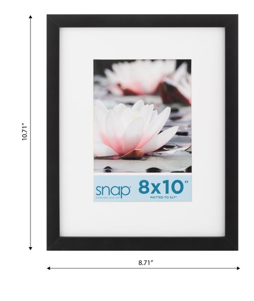 Snap Wall Mount Mat Picture Frame, 8 inches x 10 inches, Black-White