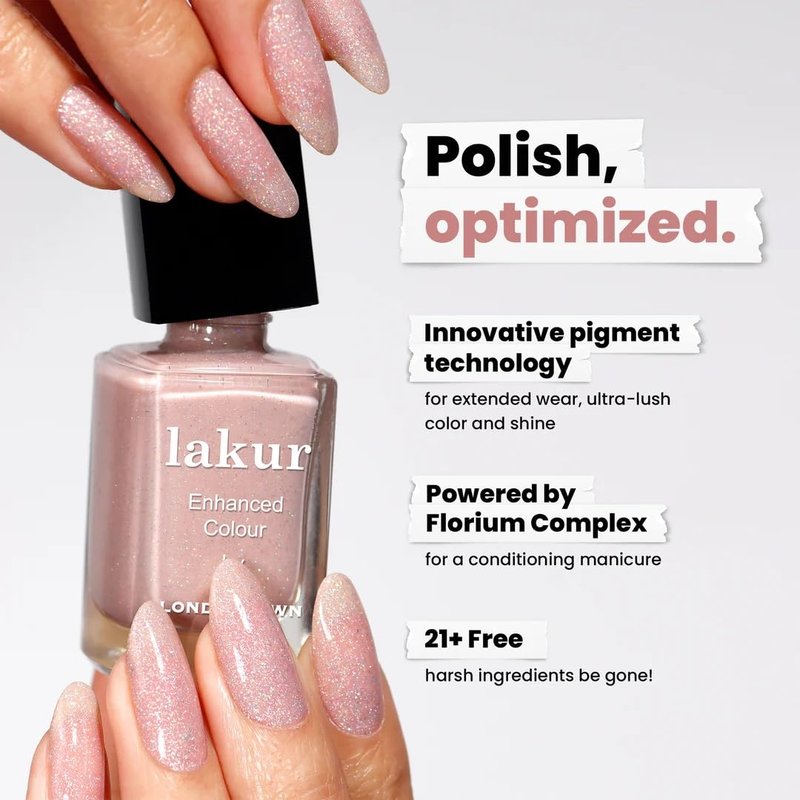 LONDONTOWN Lakur Nail Polish – Nude & Brown Shades, Champagne in Bed, 0.4 Fl Oz, Long-Lasting, Streak-Free, Chip-Resistant | 21+ Free Non-Toxic Vegan Nail Color, Strengthens & Hydrates Nails