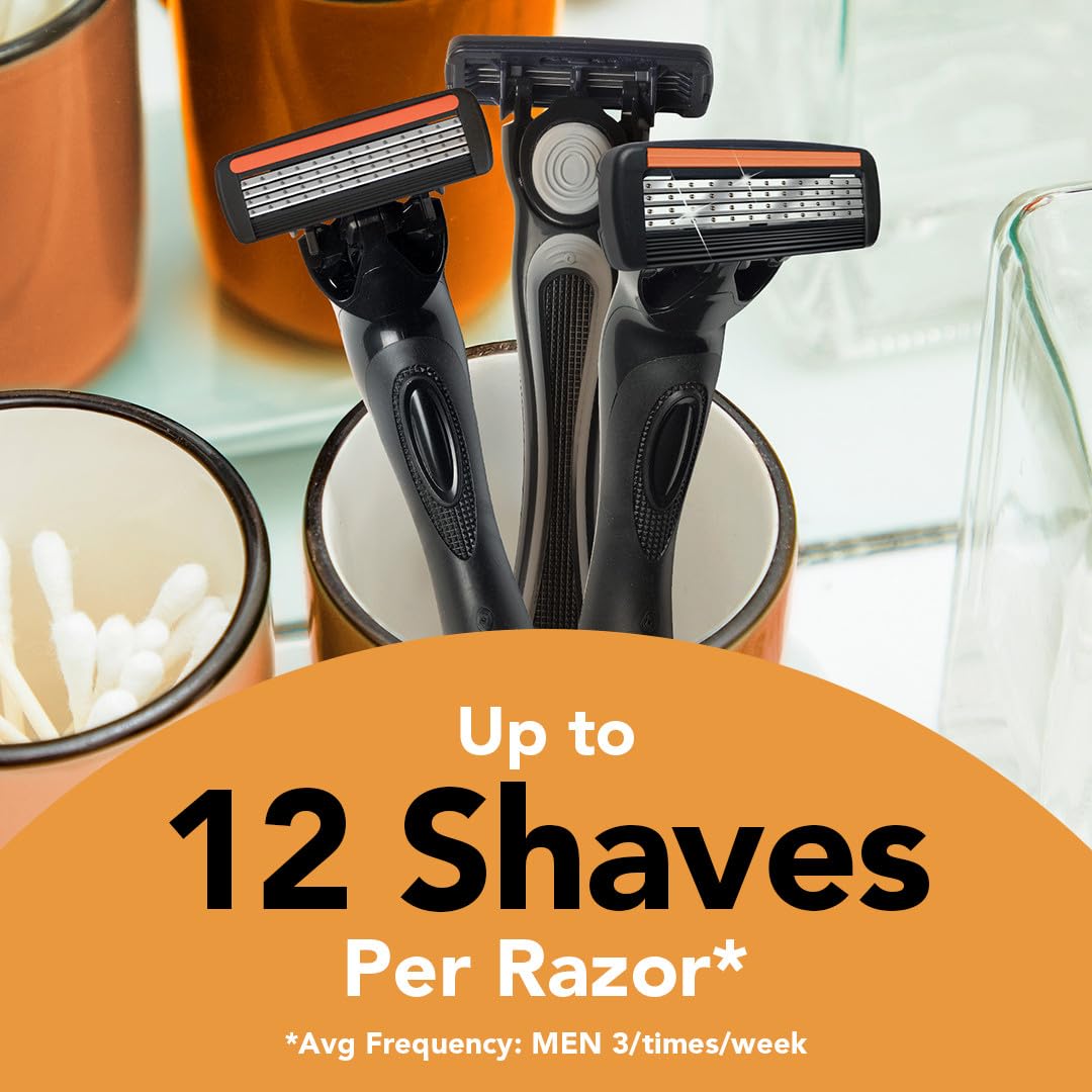BIC Flex 4 Men's Refillable with 4 Blade Razors, Durable and Long-Lasting with Lubricating Strip, 1 Handle and 4 Cartridges, 4-Pack