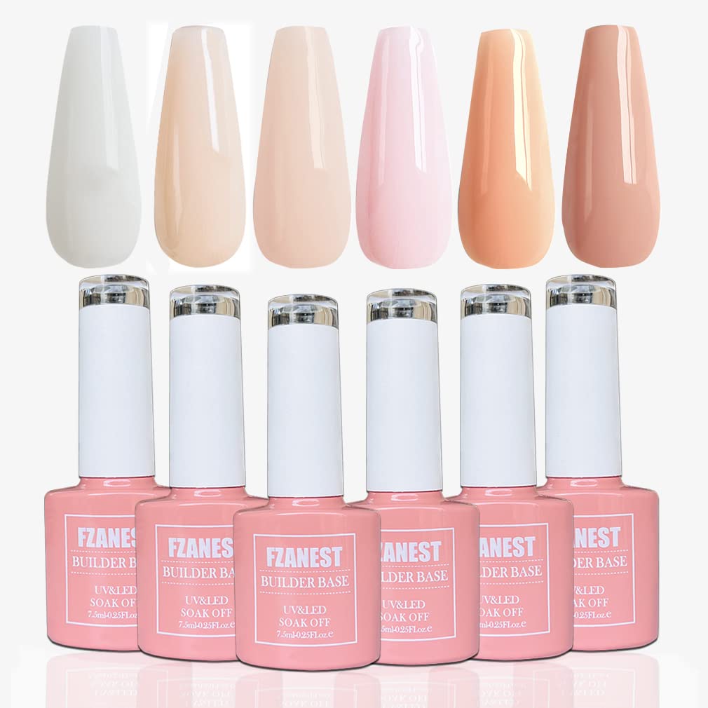 FZANEST Builder Gel Milky White Gel Polish Rubber Base For Nail Strengthener Extension LED Lamp Cured Color Base Nail Polish in Bottle