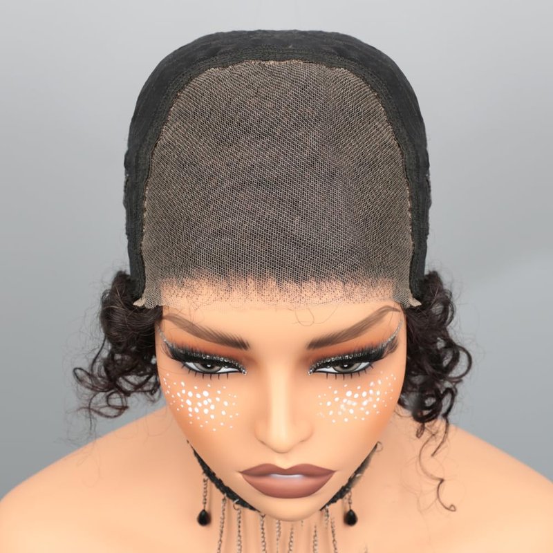 Pixie Cut Wig Human Hair Short Pixie Wigs for Black Women 5x5 HD Lace Closure Glueless Wigs Human Hair Pre Plucked Pre Cut 8 Inches Short Curly BOB Wig Human Hair (Natural Black)
