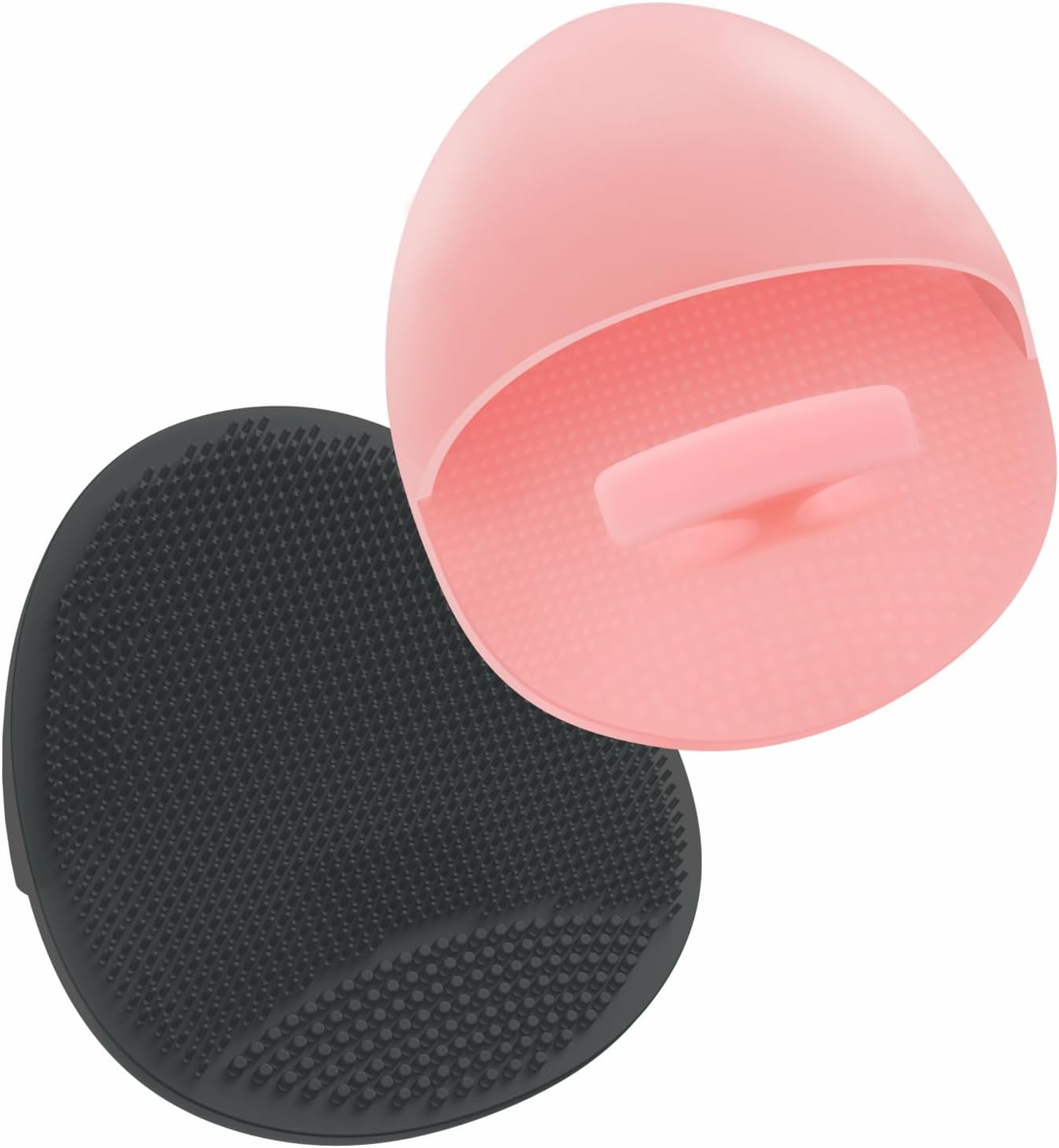Manmihealth Soft Silicone Shower Brush, Super-Lathering and Deep-Cleaning Body & Face Scrubber, Gentle Exfoliating Bath Glove for All Skin Types, with 2 Free Hooks.(Black + Pink)