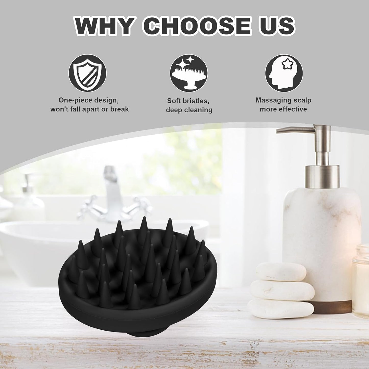 Silicone Scalp Massager, Scalp Scrubber for Hair Growth with Soft Bristles, Scalp Exfoliator Brush Dandruff Removal Shampoo Brush for Wet Dry Scalp Care (Mint Green)
