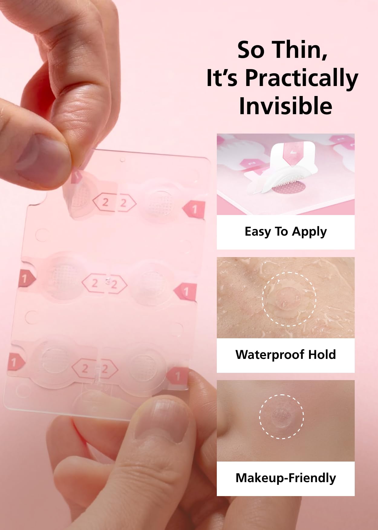 Easyderm Real Calming Patch Pimple Patches, Niacinamide, Hyaluronic Acid, EGF, K-Beauty Skincare | 6 Patches per Pack, 4 Packs (24 Total) Micro Point length : 285μm Summer & Travel Essentials