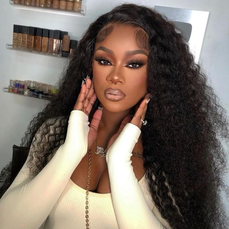 MARYLING Deep Water Wave Half Wig 3 In 1 Wear and Go Headband Wig Drawstring Seamless Flip Over Deep Curly Half Wigs Beginner Friendly Synthetic Half Wig for Black Women Natural Black 26 Inch