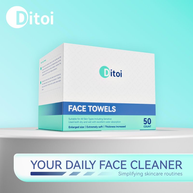 Ditoi Disposable Face Towels XL, Soft Cotton Facial Cleansing Cloths, Dry Face Towelettes for Makeup Removal, Sensitive Skin & Daily Skin Care,10"×12", 200 Count (4 Pack)