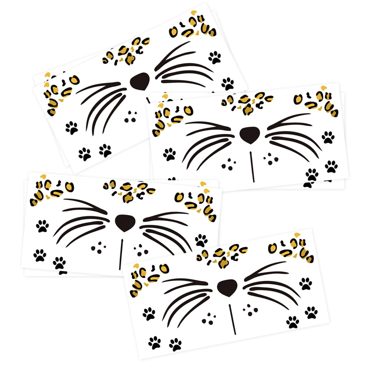 Leopard Face Temporary Tattoos, 7-Sheet Leopard Face Halloween Fake Tattoos for Kids and Adults - Perfect for Parties, Festivals, and Costumes