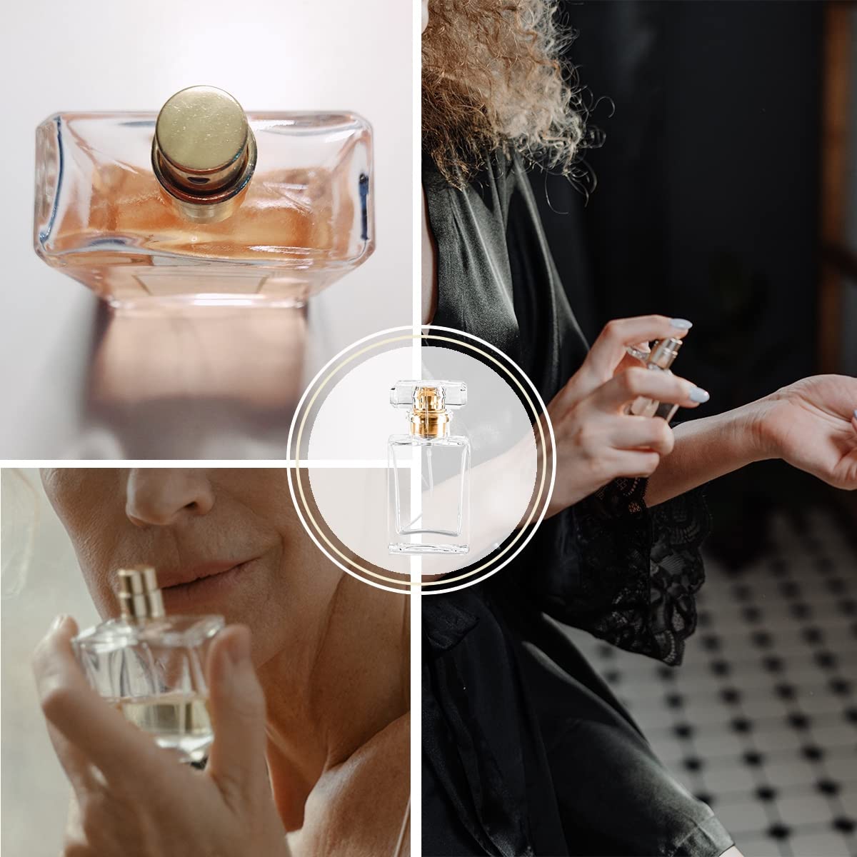 Rixoxo Empty Refillable Perfume Spray Atomizer - 8 PCS 30ml Glass Clear Travel Container - Fine Mist Pump Dispenser (Square)