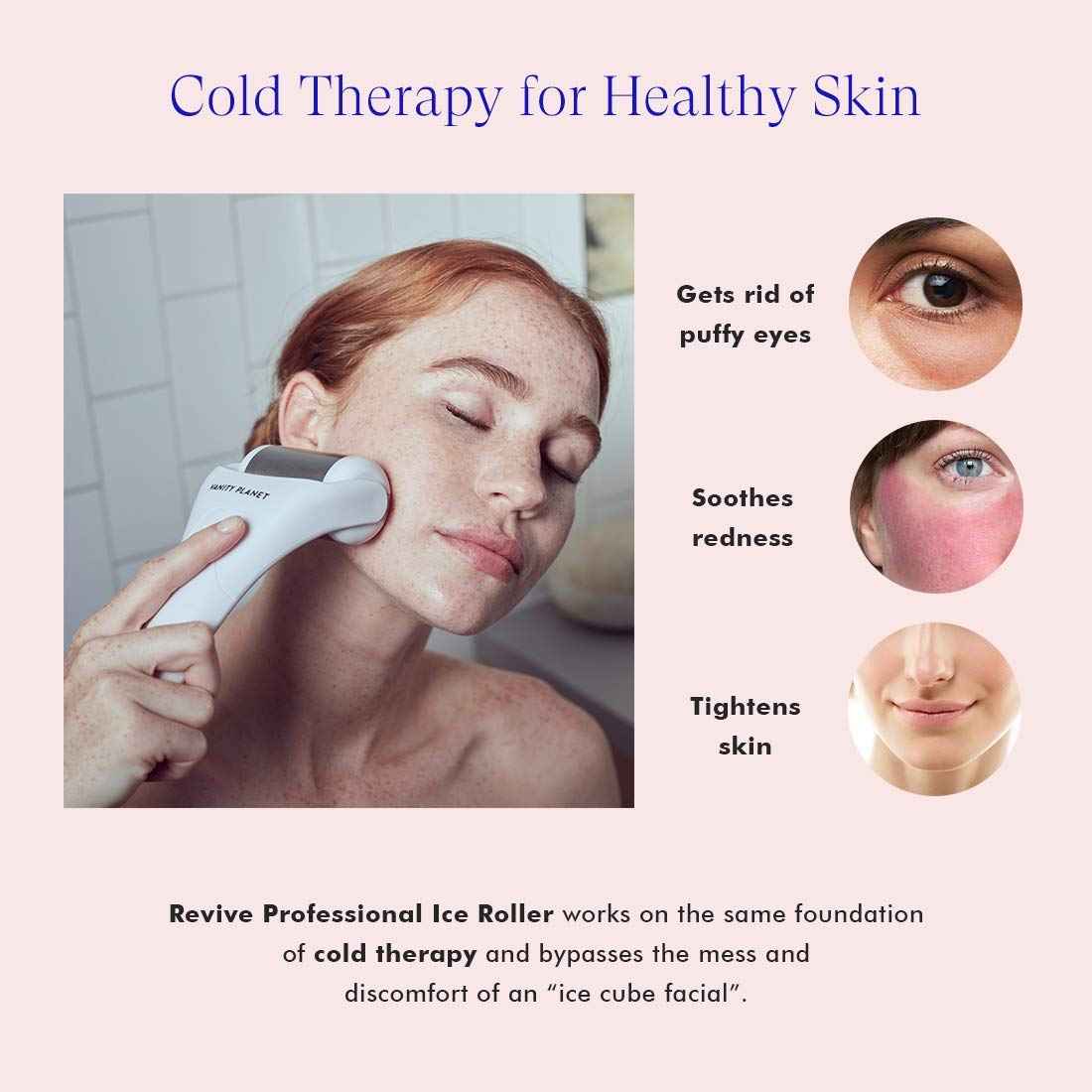 Vanity Planet Revive Professional Facial Face and Eye Ice Roller for Anti Aging, Wrinkles, Pain Relief and Skin Care