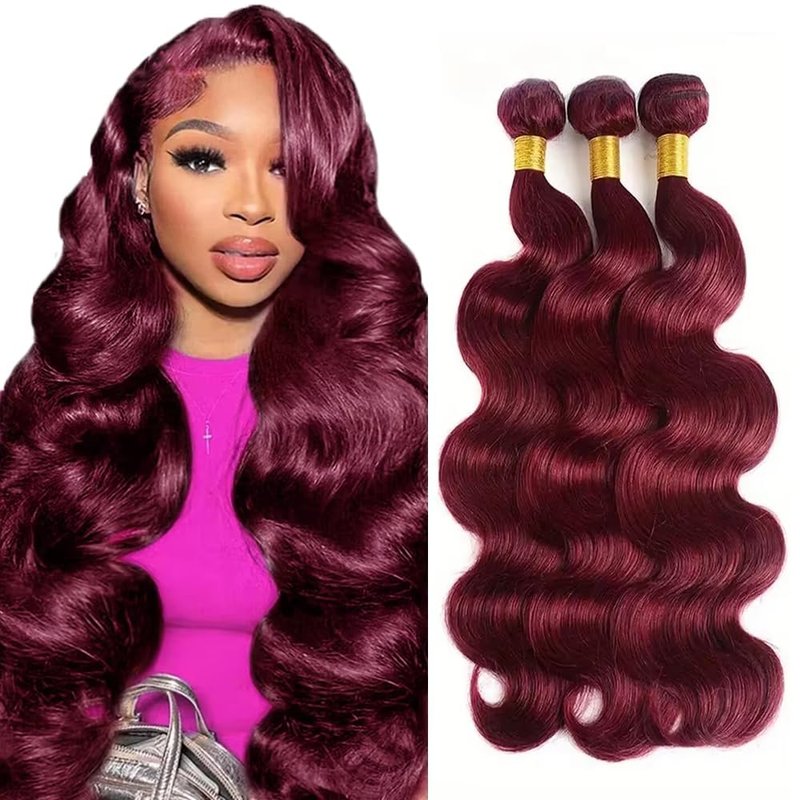 ZGWG 12A 99J Burgundy Body Wave Bundles Human Hair 1 Bundle 18 Inches 100% Human Hair Bundles