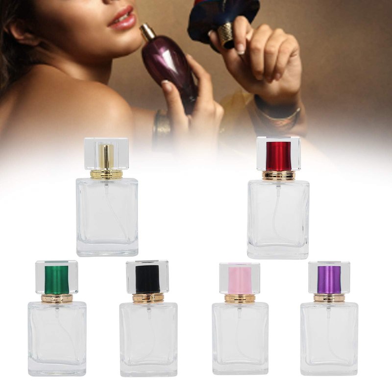 Yosoo 6Pcs 50ml Refillable Glass Perfume Bottles with Spray Atomizers for Aromatherapy Skincare - Multi-Color