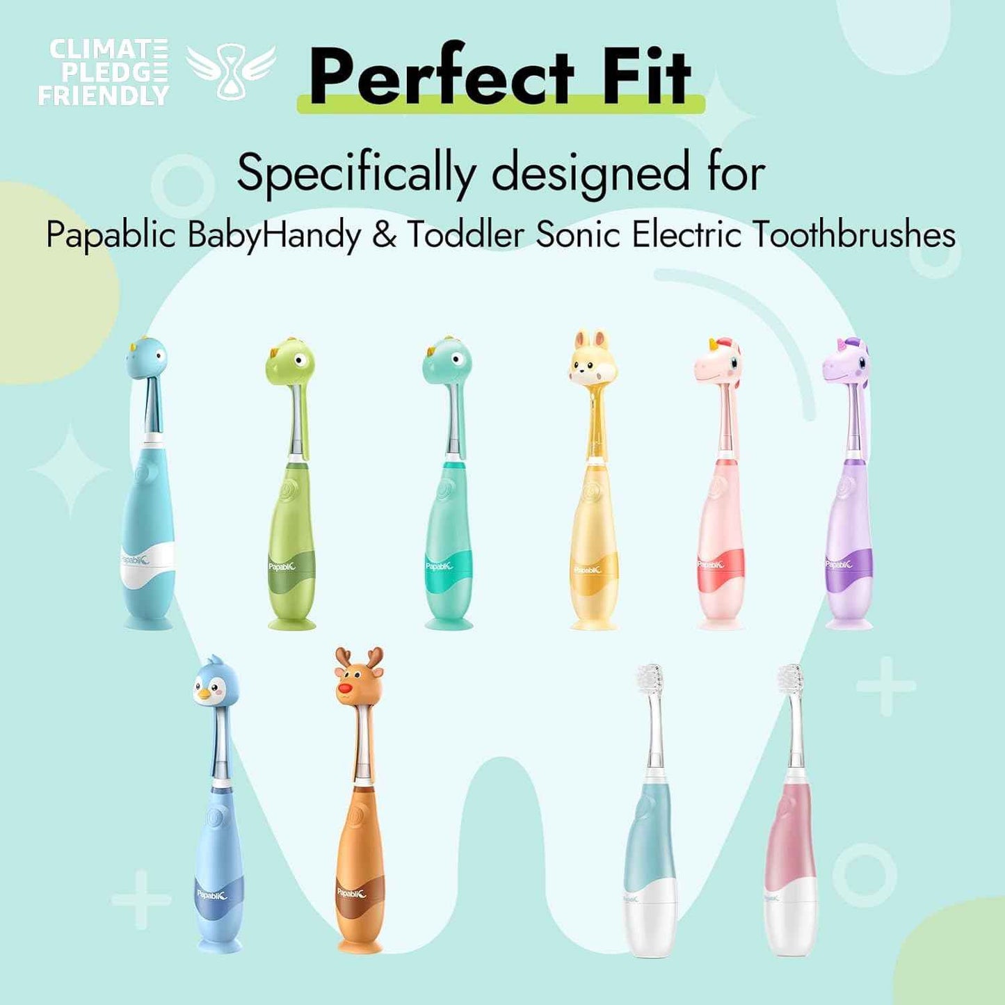 Papablic Replacement Toothbrush Heads - 4 Count | Compatible BabyHandy & Toddler Sonic Electric Toothbrushes (18-36 Months)