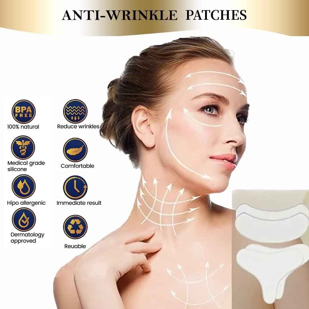 Neck wrinkle patches - chest & Neck wrinkle Treatment - silicone patches for wrinkle 4 pcs - Reusable Grade Anti-Ageing chest wrinkle Pad