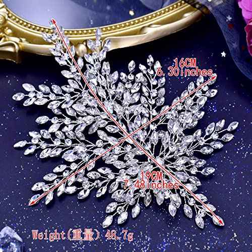 HONGMEI Bridal Rhinestone Headpiece for Wedding£¬Leaf Crystal Hair Pieces Bride Side Headpieces Wedding Hair Accessories for Women(Silver)