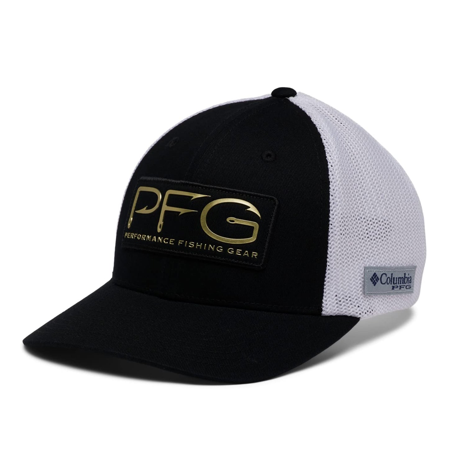 Columbia Unisex PFG Hooks Mesh Ball Cap-High Crown, Black/Gold, XX-Large