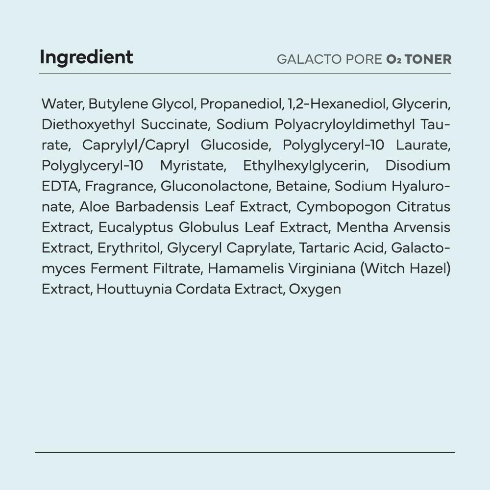 SAM'U Galacto Pore O2 Toner, Pore Refining & Hydrating Hyaluronic Acid Toner with PHA & Alcohol-Free Witch Hazel, Gentle Exfoliating Daily Care, Face Toner for Women, 6.08 fl oz