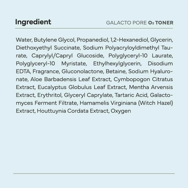 SAM'U Galacto Pore O2 Toner, Pore Refining & Hydrating Hyaluronic Acid Toner with PHA & Alcohol-Free Witch Hazel, Gentle Exfoliating Daily Care, Face Toner for Women, 6.08 fl oz