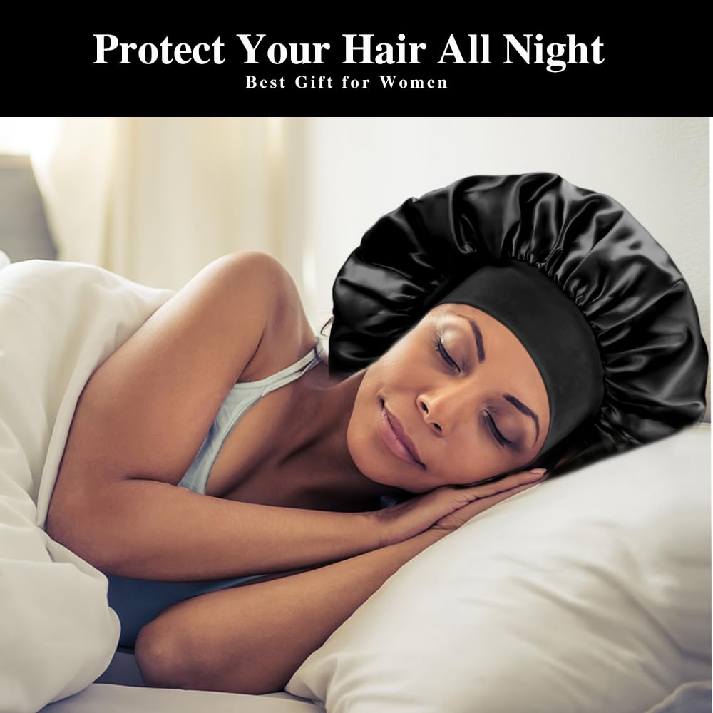 12pcs Large Satin Bonnets for Sleeping, Silky Hair Bonnet for Women Braids