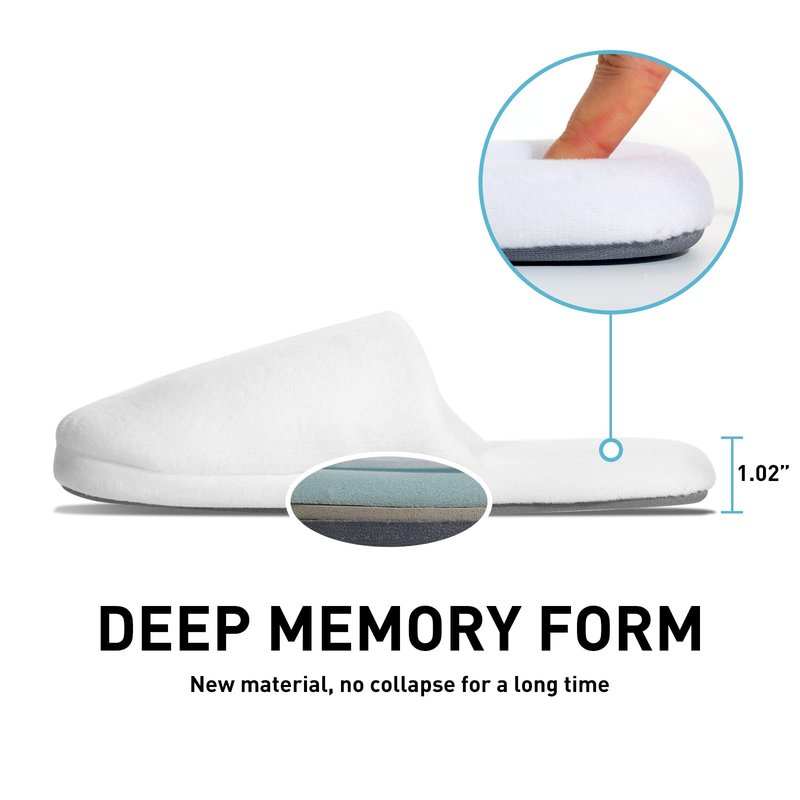 Tlizzz7 6-Pair Luxury Spa Slippers - Cotton Memory Foam Non-slip Closed Toe Washable Slippers for Hotel,Guest,Travel,Bride,Women and Men