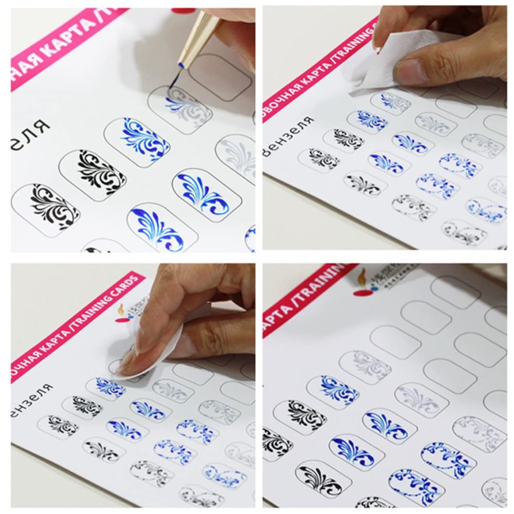 12 Sheets Blank Nail Art Training Cards,Manicure Training Cards for Beginner Lines Painting
