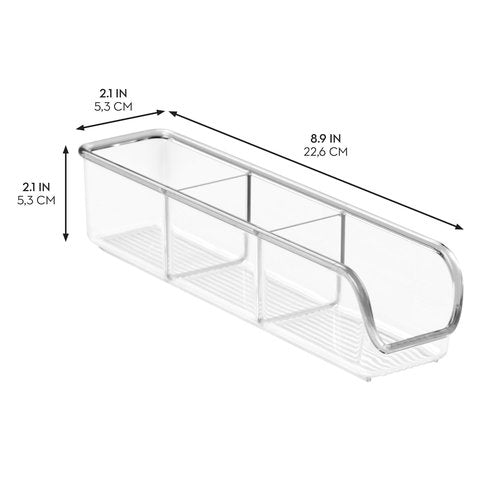 iDesign Plastic Packet and Tea Bag Organizer - Kitchen Storage Containers for Sugar, Salt, Pepper, Sweeteners, Tea Bags, Spices, The Linus Collection - 2.25" x 9" x 2", Clear