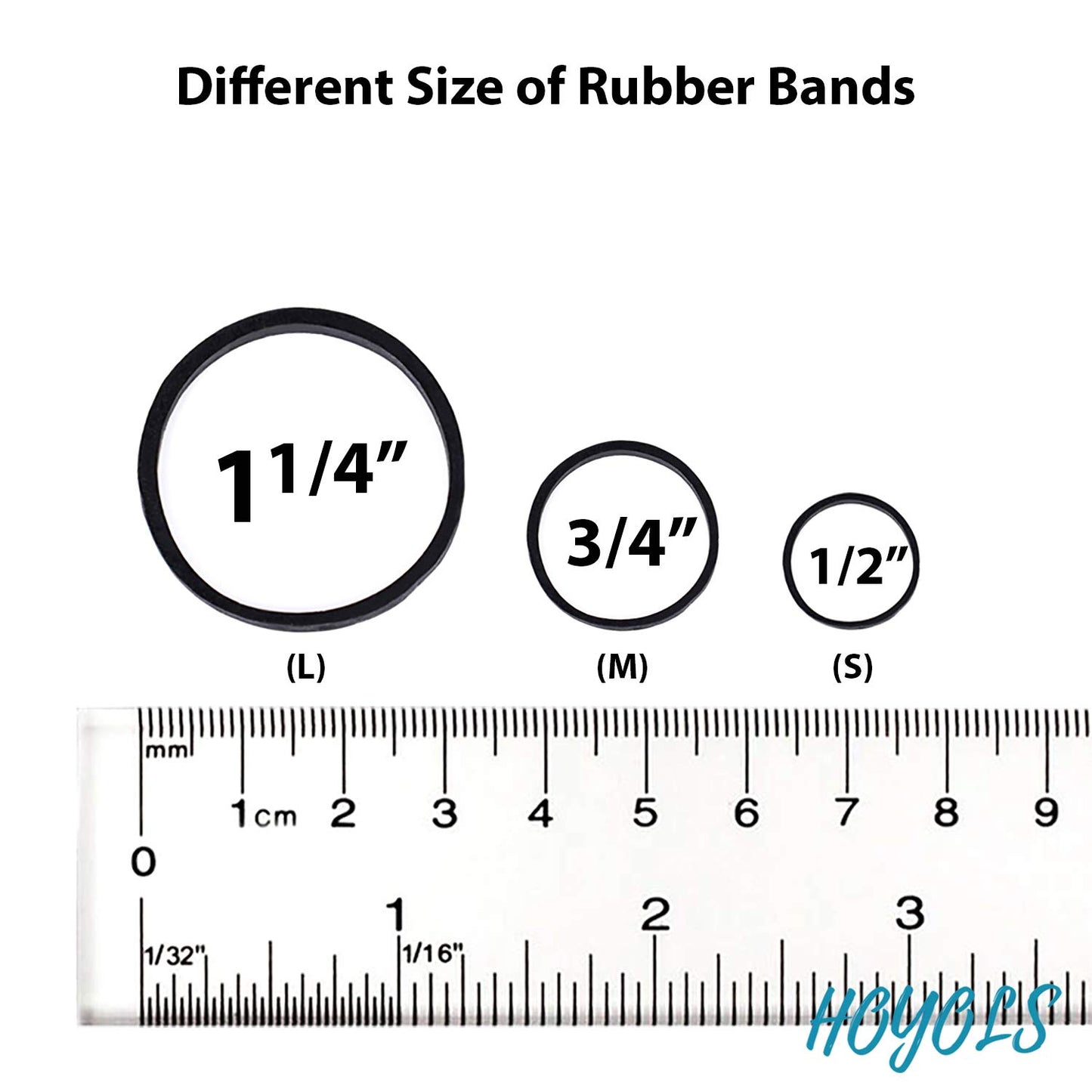 HOYOLS 3/4” Inches Black Hair Rubber Bands for Hair Ties Small Mini Elastics Bands Large Braiding Ponytail Holders for Baby Toddler Girls Kids No Damage 600pcs (M) Latex-Free