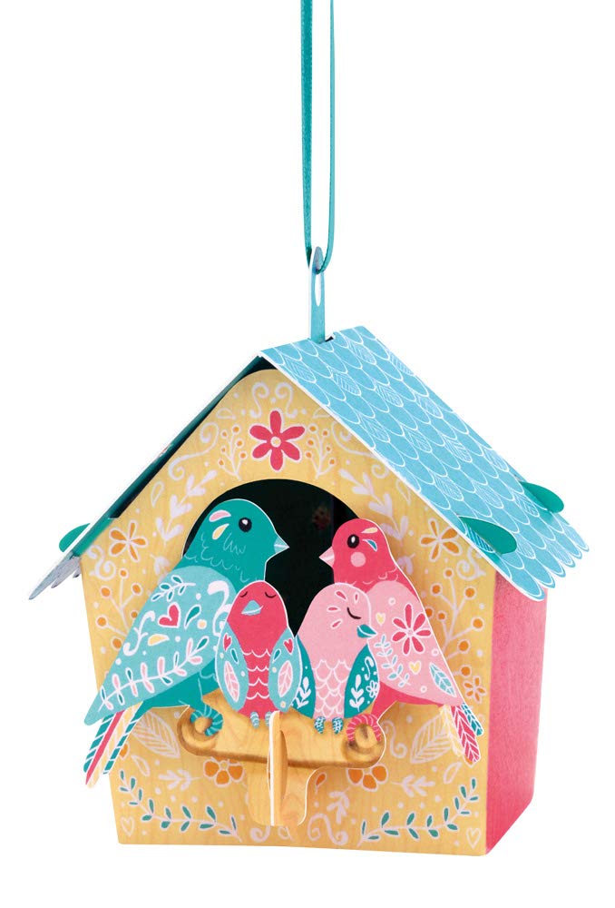 Boston International Santoro Chandelier 3D Hanging Pop-Up Greeting Card, Bird House Family, 3.5 x 3.5 x 2.75, Bird House Family