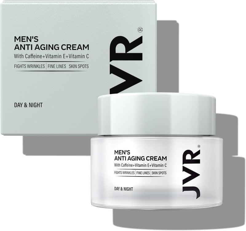JVR Men's Face Moisturizer - Anti-Aging Lightweight Cream with Caffeine & Niacinamide | 1.7 oz