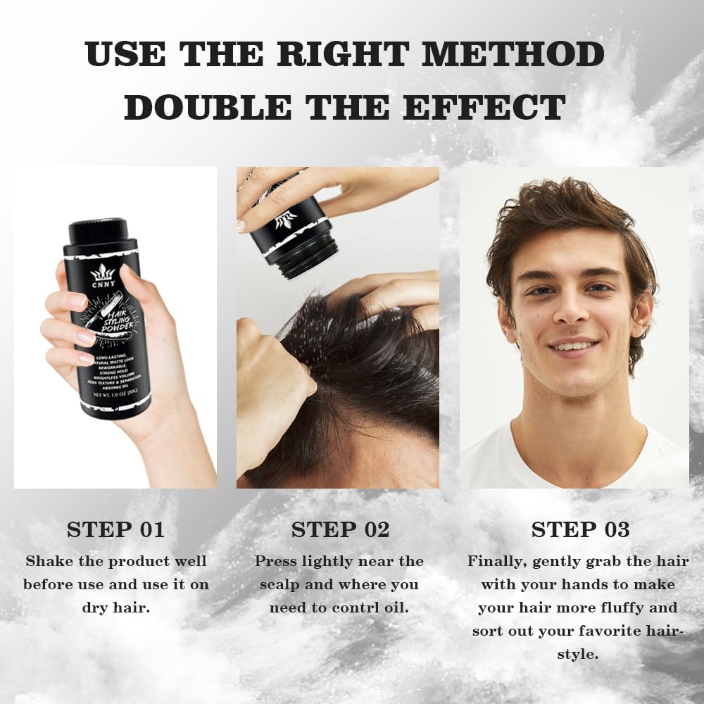 CNNY Hair Styling Powder for Men - 1oz/30g Fluffy Volumizing and Texturizing Powder for Natural Thickness and Look