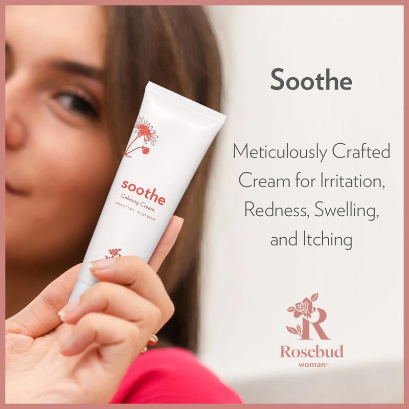 Rosebud Woman Soothe Calming Cream with Arnica & Chamomile, Soothing Cream for Itch & Irritation Relief, Sensitive Skin Moisturzer, Full Body & Intimate Safe, Dermatologist Reviewed, 2.7 Fl Oz