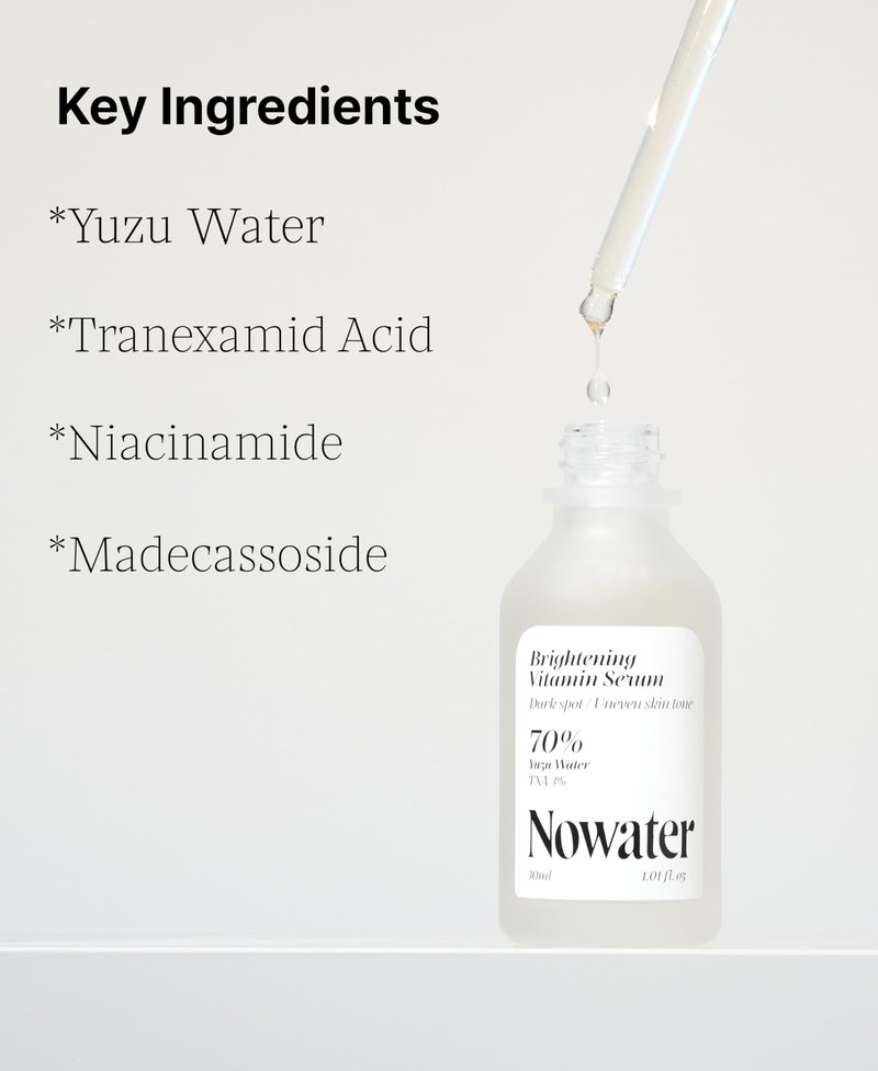 Tranexamic Acid 3% + Niacinamide Serum – Korean Dark Spot & Hyperpigmentation Treatment, Brightening Face Serum with Yuzu Water for Melasma & Uneven Skin Tone, NOWATER (1.01 fl.oz)