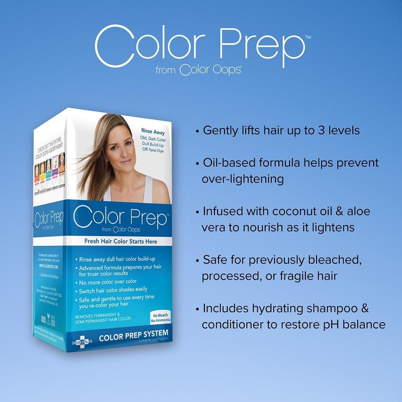 Color Oops Color Prep Hair Dye Remover - Rinses Away Dull Colors & Mineral Buildup | Ammonia-Free, 1 Application