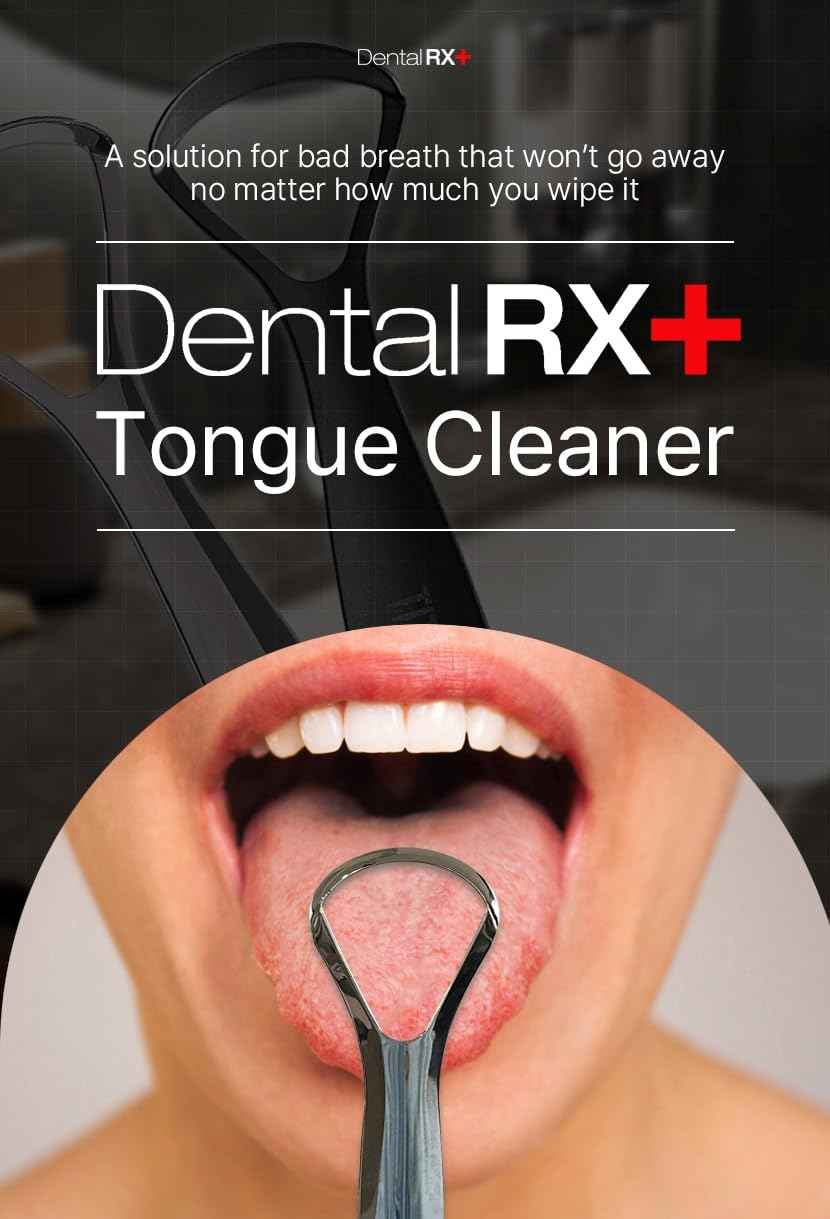 Dental RX+ Surgical Steel Tongue Scrapers for Adults and Kids (2 Pack, Different Size), Surgical Steel Tongue Cleaners, Prevent and Reduce Bad Breath