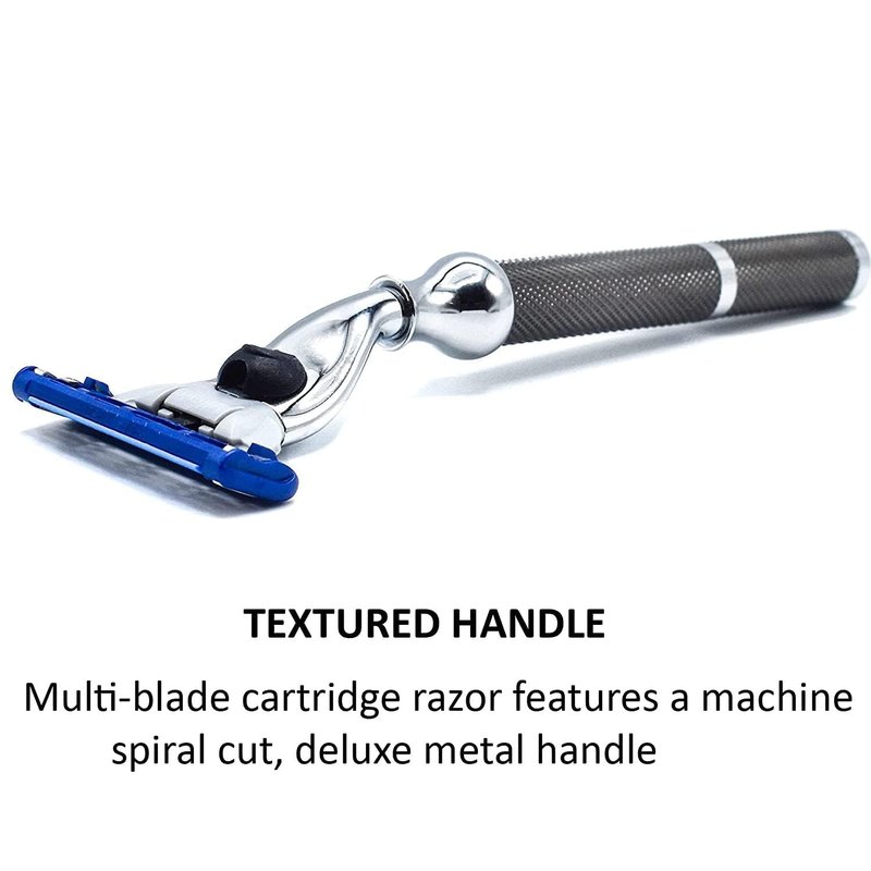 Parker 42M All-Metal Razor in Graphite Gray – Mach 3 Blade Compatible – Accepts All Gillette® Mach 3 Cartridge Refills – Deluxe Brass-Frame, Textured Grip Handle for Triple Blade Shaving
