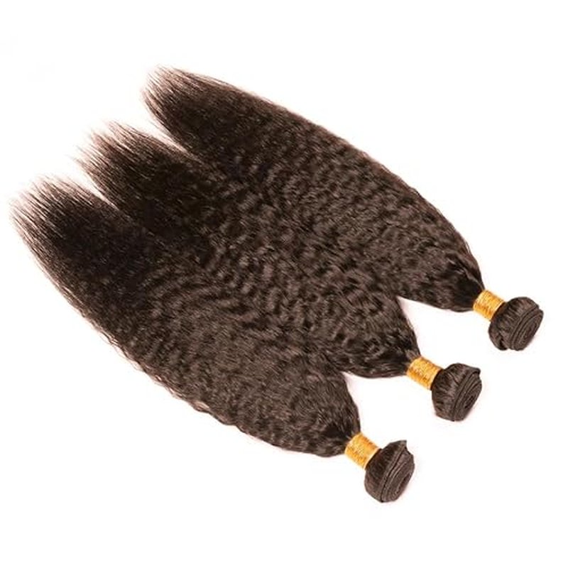 Dark Brown Yaki Straight Human Hair Bundles Remy Hair 3 Bundles 26 28 30 Inch Chocolate Brown Kinky Straight Color #4