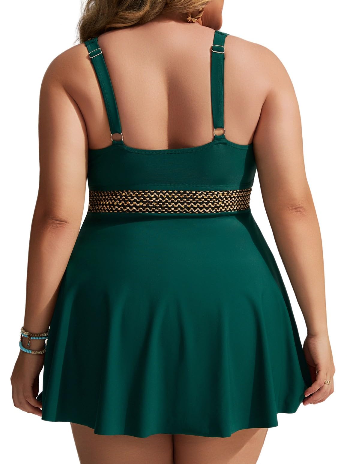 Hanna Nikole Women Plus Size Tankini Swimsuit Two Piece Flowy Swimdress Bathing Suits with Adjustable Shoulder Straps Dark Green 20 Plus