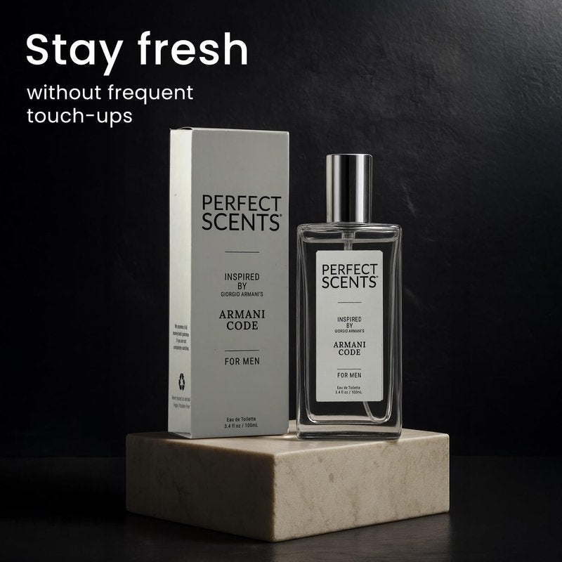 Perfect Scents Fragrances, Inspired by Giorgio Armani’s Armani Code, Men’s Eau de Toilette, CLEAN, Vegan, Paraben-Free, Phthalate-Free, Never Tested on Animals, 3.4 Fluid Ounces