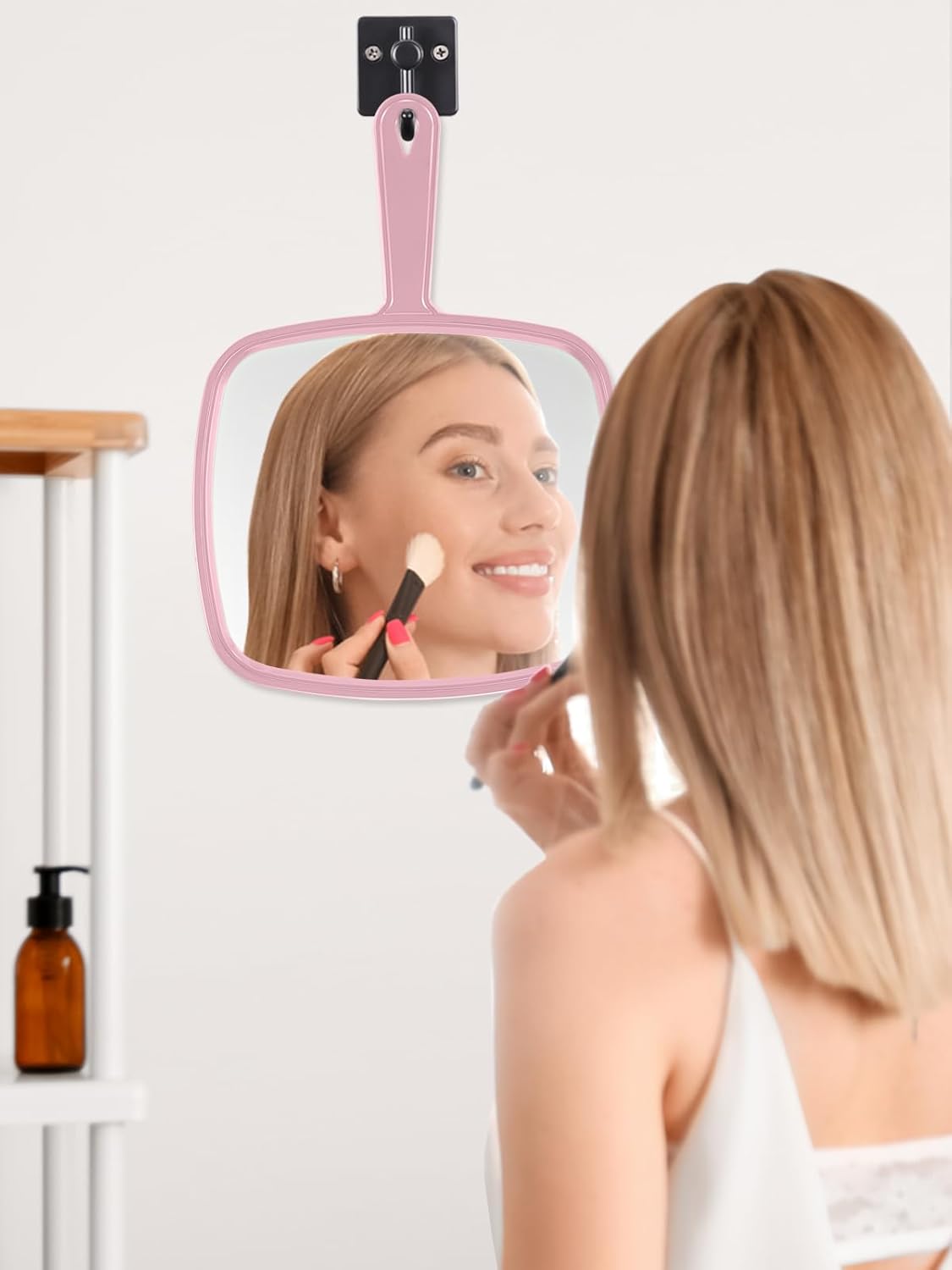 Extra Large Handheld Mirror,Hand Salon Mirror with Handle for Barbers, Hairdressing (Black,12.4" Lx 9" W)
