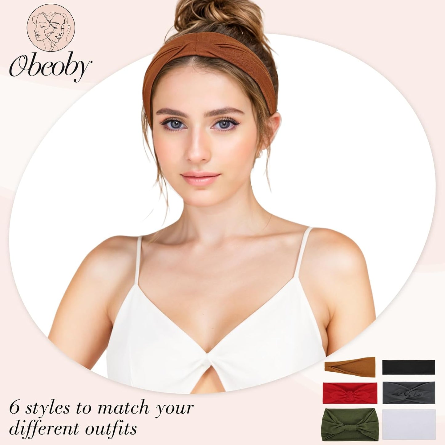 Boho Headbands for Women, 6 Pack Wide Headband Non Slip for Women's Hair Multi Styles Hair Bands for Summer