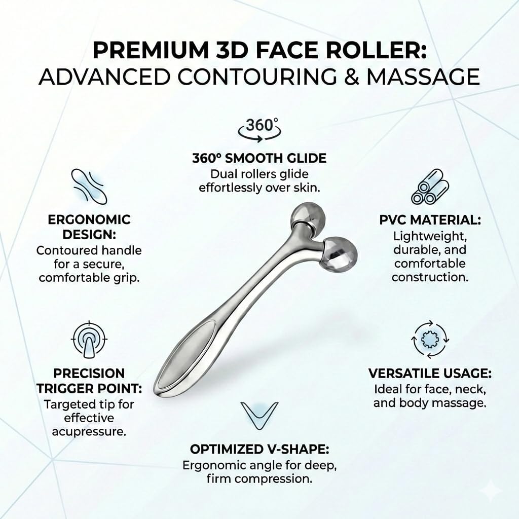 V-Face Machine | Electric Double Chin Device with 15 Intensities & 8 Modes - Includes Free 3D Face Roller for Skin Care
