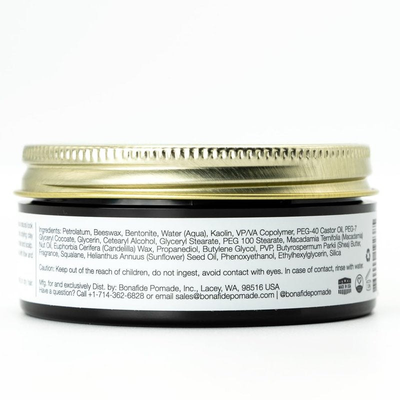 Bona Fide Pomade, Clay Pomade 2 oz. | Strong Pliable Hold & Low Shine, infused with natural ingredients that promote hair and scalp health