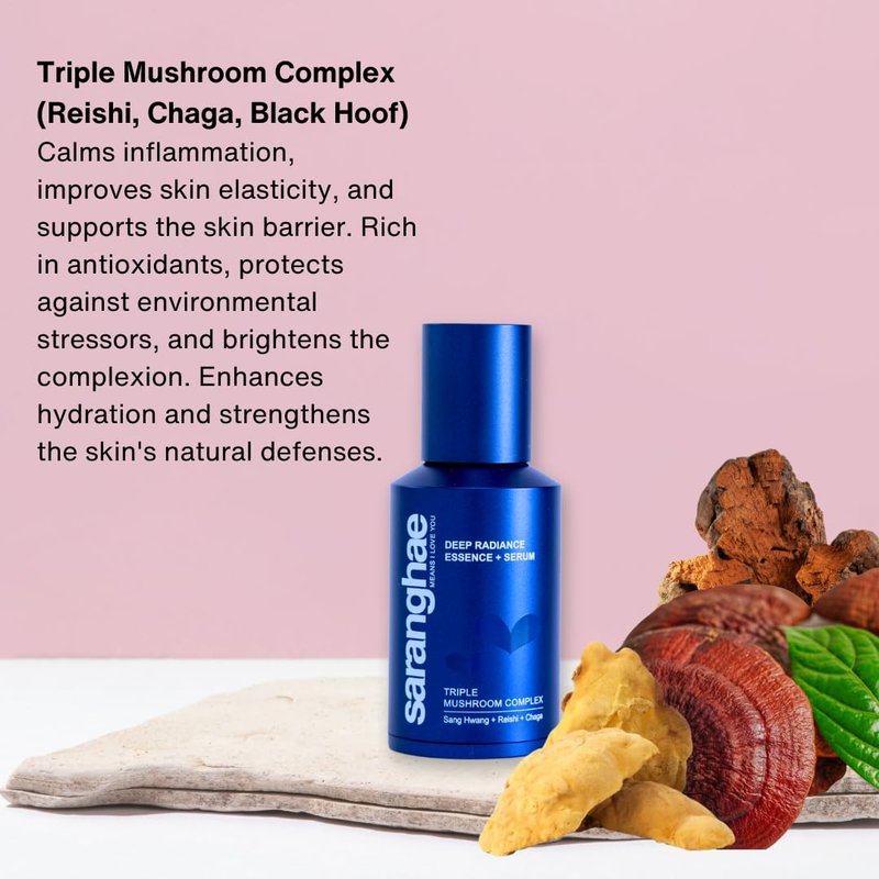 Niacinamide Serum For Uneven Skin Tone, Face Serum with Triple Mushroom Complex: Reishi + Chaga + Sang Hwang for Dry, Damaged Skin -1.5 Ounce by Saranghae