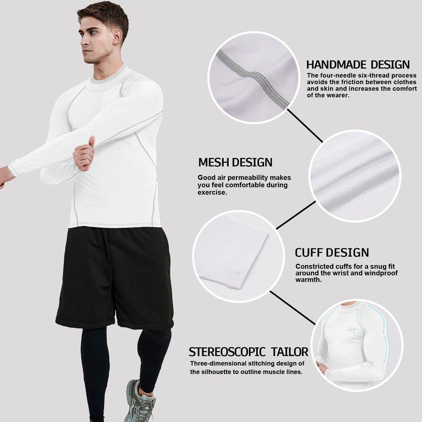 MEETYOO Men's Adult Sports, Black+Grey+White