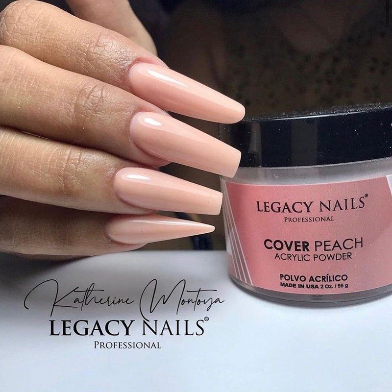 Legacy Nails Professional Cover PEACH Acrylic Powder, 2 ounces - Ideal For French Nail Art, Create Nail Art, Nail Extension That Provide a Healthy, Natural Look To Nails