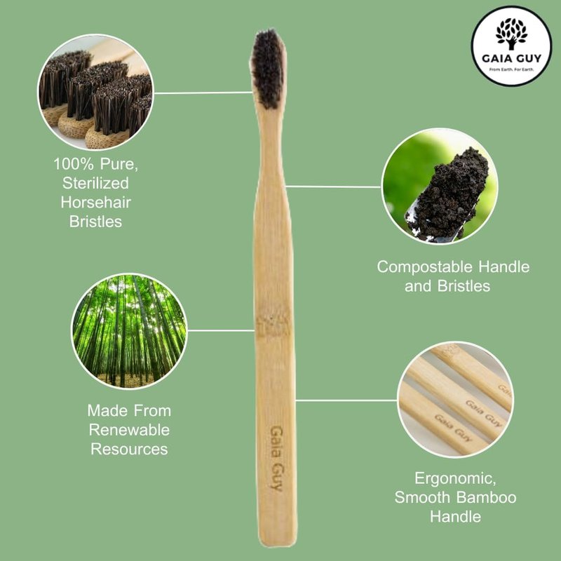 Natural Bamboo Toothbrush Family Pack | Eco-Friendly Horsehair Bristles - 4 Kids & 4 Adults - Compostable & Biodegradable