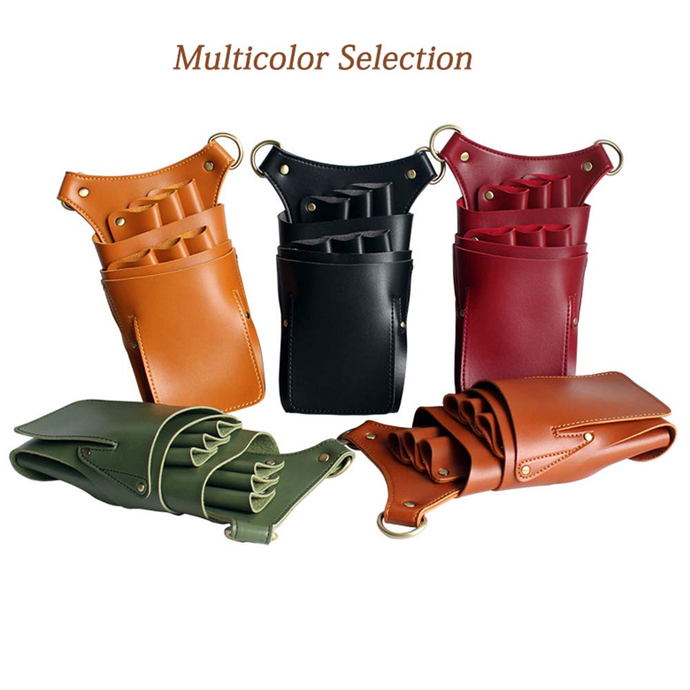 Scissor Holster Pouch,Boshiho PU Leather Salon Barber Hairdressing Scissors Holster Detachable Hair Stylist Tools Bag Comb Shear Holster with Waist Shoulder Belt