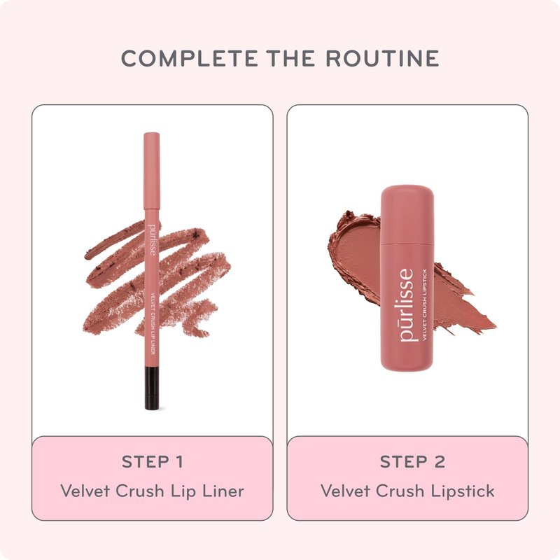 pūrlisse Velvet Crush Long Lasting Lipstick - Matte Finish Hydrating Lipstick - Enriched with Bakuchiol, Mango Seed & Shea Butter to Soften & Smooth Lips - Pinky Nude (0.12 oz)