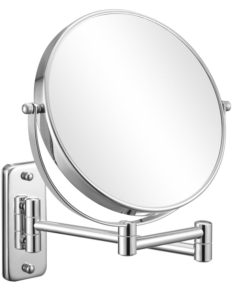 DECLUTTR 8 Inch Wall Mounted Magnifying Mirror with 10x Magnification, Double Sided Vanity Makeup Mirror for Bathroom, Chrome Finished